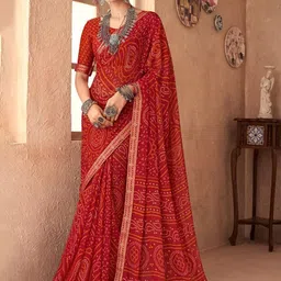 DURGA EMPORIO Bandhani Pure Chiffon Bandhani Saree-15
