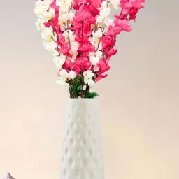 Go Hooked 2 Pieces White & Pink Blossom Artificial Flower With Pot-75