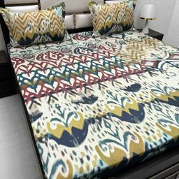 Pure Decor Majestic Green Printed 260 TC Pure Cotton King Bedsheet Set 2.74 m x 2.77 m-image-97