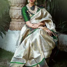 ZILVIRA Woven Design Zari Art Silk Handloom Banarasi Saree-picture-9