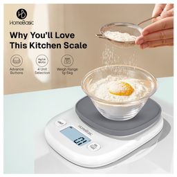 HomeBasic KS200 Portable Digital Kitchen Weighing Scale Machine for Home Baking, Cooking with Bright LCD, Touch Button, Auto-Off, 4 Measurement Units,Tare Function & Capacity up to 5kg (GREY) image 4