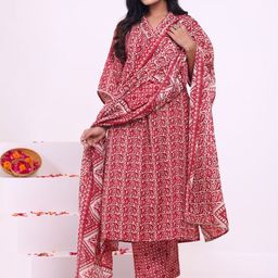KALINI Geometric Printed Regular Gotta Patti Straight Kurta with Palazzos & Dupatta-image-32