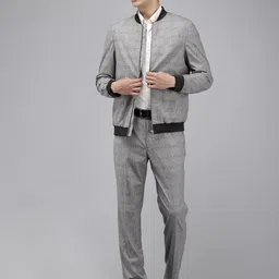 Park Avenue Checked Neo Fit 2 Piece Formal Suits-image-5