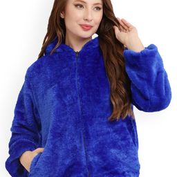 69 FASHION STREET Self Design Hooded Lightweight Teddy Bear Fleece Hoodie Tailored Jacket-picture-47