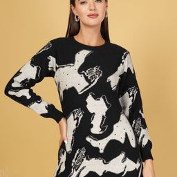 Juelle Women Abstract Printed Longline Pullover-2
