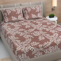 Myntra Elegant Homes Brown Floral 300 TC King Bedsheet- 2.70 m x 2.70 m-image-36