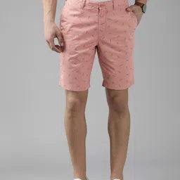 Blackberrys Men Dusty Pink Pure Cotton Printed Bs-10 Slim Fit Low-Rise Chino Shorts-picture-7