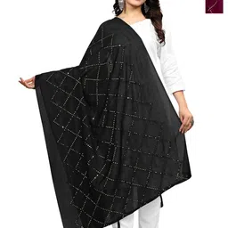 Kemza Selection Of 2 Geometric Embroidered Chanderi Dupattas With Mirror Work-picture-4