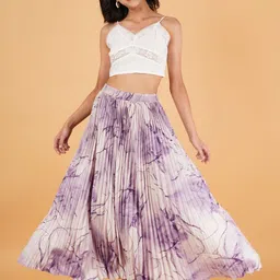ZWERLON Printed Pleated A-Line Maxi Skirt-picture-23