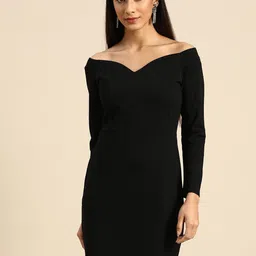Athena Black Off-Shoulder Bodycon Dress-image-88