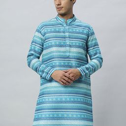 GLOBALRANG Men Striped Flared Sleeves Thread Work Kurta-51