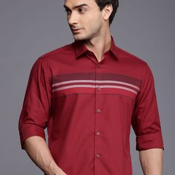 Louis Philippe Sport Slim Fit Horizontal Stripes Pure Cotton Casual Shirt-image-45
