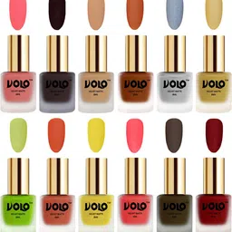 VOLO Set Of 12 Velvet Matte Nail Polish - 8 ml Each Shade Dark Wine - Tomato Red-image-77