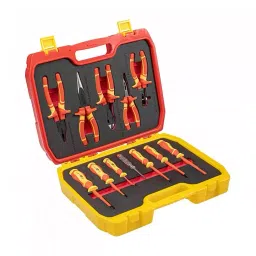 Hogert Technik Insulated Tool Set with VDE Certificate for Working Under Voltage up to 1000 V, HT1E100 (Set of 12 Pcs)-0