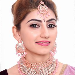 VATSALYA creation Alloy Gold- plated Pink Jewellery Set-image-31