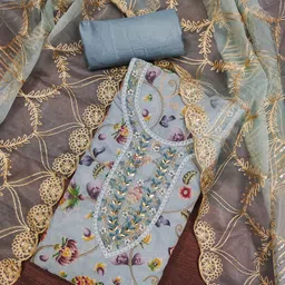 ASISA Floral Printed Beads And Stones Unstitched Dress Material-image-77