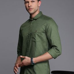 Louis Philippe Jeans Super Slim Fit Checked Cotton Linen Casual Shirt-image-93