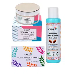 CARET ORGANIC Set Of 3 Vitamin C Radiance Cream Glutathione Soap & Honey Body Lotion-17