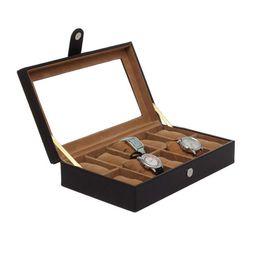 Leather World Unisex 10 Slots Black Watch Organiser Box-29