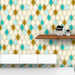 ArtzFolio Printed UV-Resistant Anti-Bacterial Blue Gold Harlequin Peel & Stick Wallpaper-image-96
