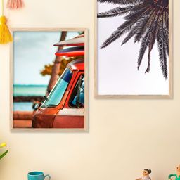 Kotart Brown & Off White 2 Pieces Van Tree Printed Wooden Wall Arts-picture-40