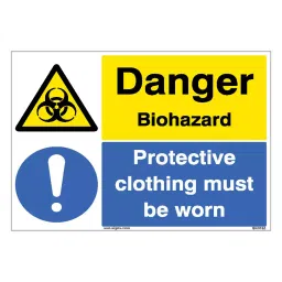 SUNSIGNS  Danger Biohazard, Protective Clothing Must Be Worn Signages Size 400x300 mm HP Print + Vinyl + Sun Board, SN0163-image-51