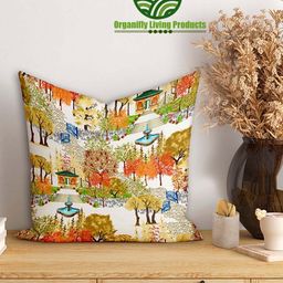 Organifly Living Products Yellow & Green Abstract Square Cushion Covers-image-43