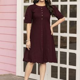 MITTOO Cotton Dyed Fit and Flare Dresses-image-19