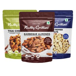 Nutty Gritties Barbeque Almonds Thai Chilli Blend & Pepper Cashews Pack of 3 - 600 gm Total-image-55