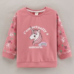 ToffyHouse Full Sleeves Light Winter Wear Top Unicorn Print - Peach-image-18
