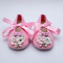 Daizy Corsage Applique Detailed Booties - Pink-image-9