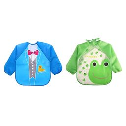MOMISY Waterproof Full Sleeves Smock Painting Apron for Kids - Blue & Green-18