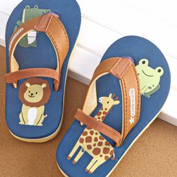 Cute Walk by Babyhug Slip On Flip Flops with Animal Print- Blue-image-21