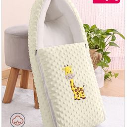 Babyhug 3 in 1 Bubble Embroidered Carry Nest Cum Sleeping Bag Giraffe Applique- White-37