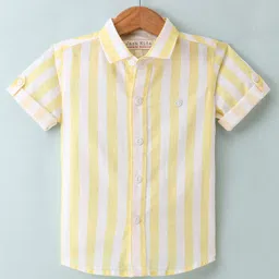 Jash Kids Half Sleeves Cotton Striped Shirt - Yellow-picture-8