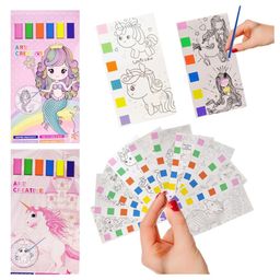PLUSPOINT Paint with Water Book Coloring Activity for Kids,10 Sheets Cute Cartoon Character Watercolor Books 2pack Pocket Painting Book for Toddlers Kids Art Craft Gift Ages 3+ - English-12