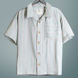 Cherry Crumble By Nitt Hyman Cotton Half Sleeves Striped Shirt - Green-image-85