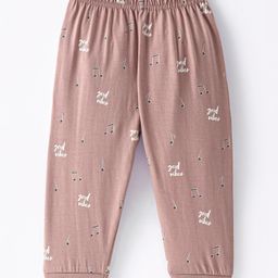 Ollypop Sinker Full Length Lounge Pant with Text Print - Camel-picture-27