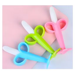 COZY VIBES Silicone Baby Cleaning Tooth With Silicone BPA Free Banana Teether Brush PACK OF 1- COLOR MAY VARY-picture-22