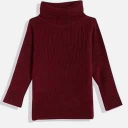 RVK Full Sleeves Ribbed Stretchable Skivvy Pullover Sweater - Maroon-picture-35