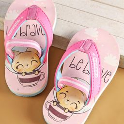 Cute Walk by Babyhug Flip Flops with Back Strap Closure & Fox Print - Pink-image-42