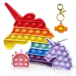 Bunie Unicorn Theme Fidget Pop it Toy with Keychains for Kids - Pack of 4 Multicolor-24