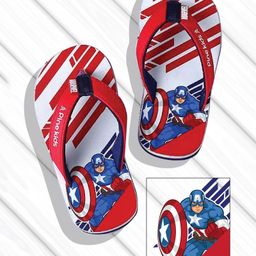 Pine Kids Marvel Slip On Flip Flops With Captain America Print - Red & White-image-17