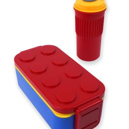 Little Surprise Box 2 Pcs Rectangle Lego Theme Lunch Box with Cup Style Bottle - Red-image-52
