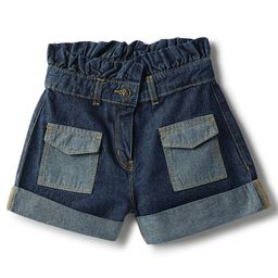 Tales & Stories Cotton Knit Colour Blocked & Mild Washed Shorts - Navy Blue-picture-11