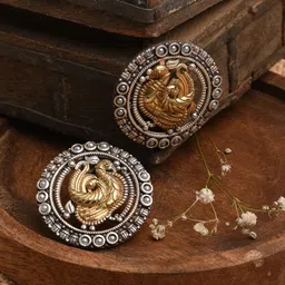 XPNSV Silver-Plated Oxidised Peacock Shaped Beaded Studs-28