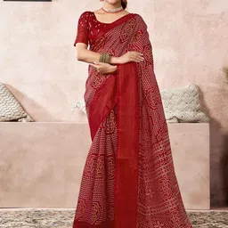 KALINI Bandhani Printed Saree With Blouse Piece-picture-5