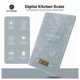 HomeBasic KS100 Portable Digital Kitchen Weighing Scale for Home Baking, Cooking with LCD, Touch Button, Auto-Off, 5 Measurement Units, Tare Function & Capacity up to 5kg Powered Battery (GREY) image 2