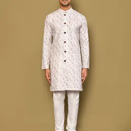 Arihant Rai Sinha Embroidered Mandarin Collar Thread Work Pure Cotton Straight Kurta-image-72