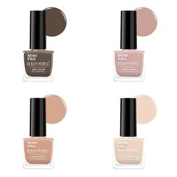 Beauty People Set Of 4 Mini Pro Nail Polish- 5.5 ml Each- Shade- 150-160-194-195-19